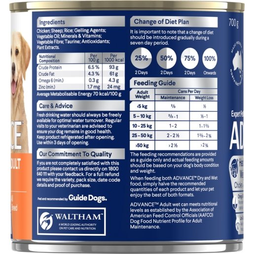 Advance Wet Dog Food Adult Healthy Weight 700g - Woonona Petfood & Produce