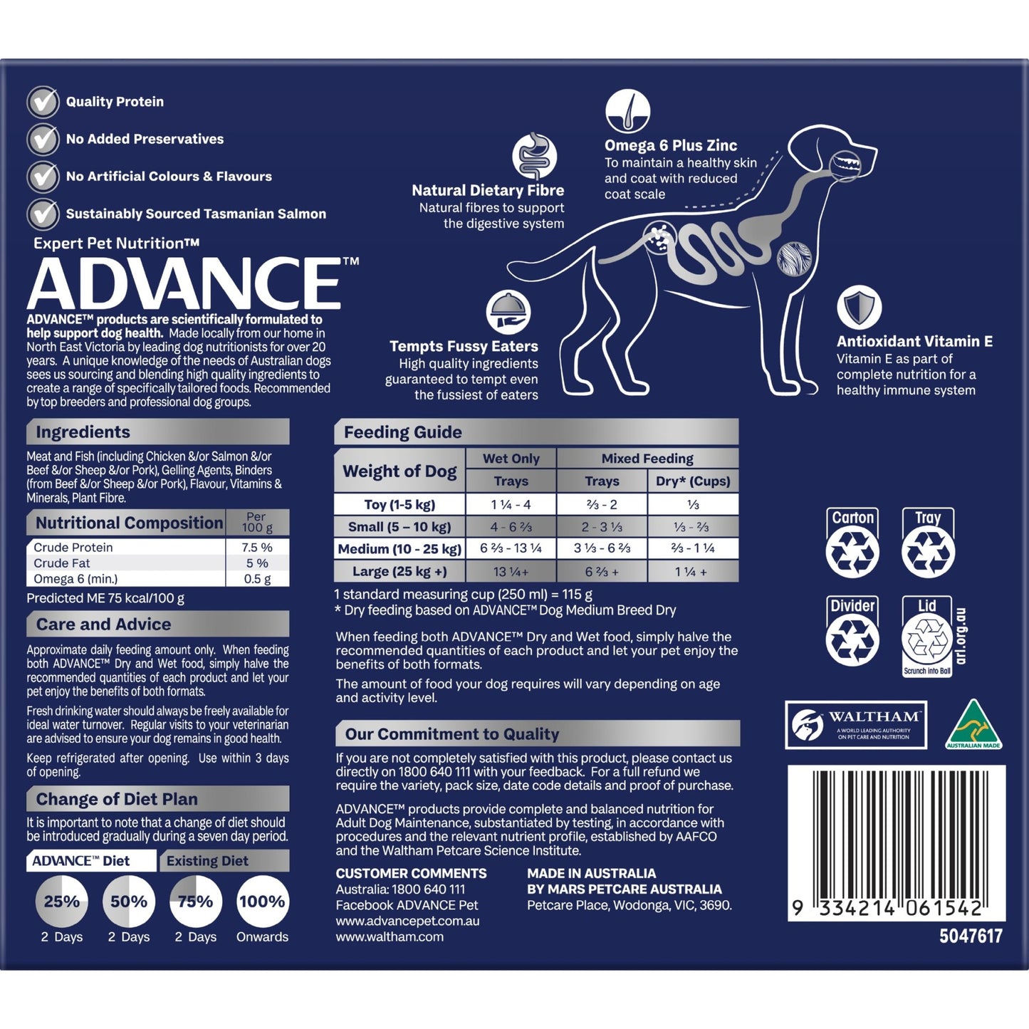 Advance Wet Dog Food Casserole with Salmon 12x100g - Woonona Petfood & Produce