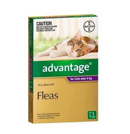 Advantage Cat Over 4kg Purple 1 Pack - Woonona Petfood & Produce