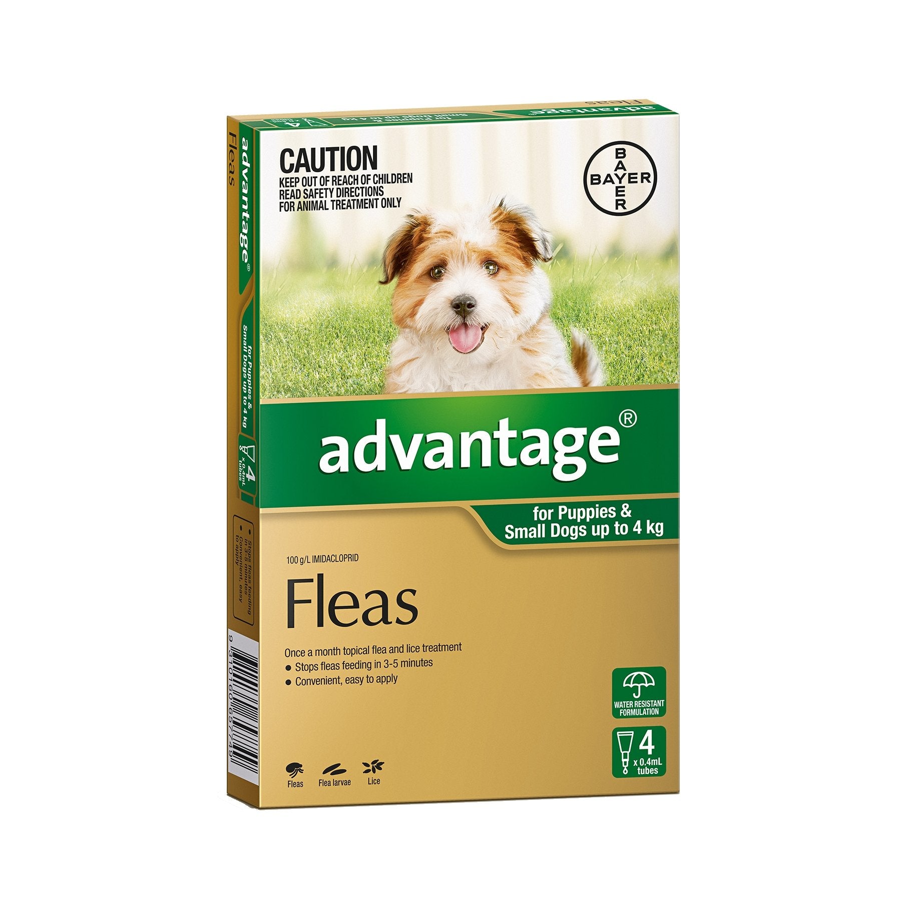 Advantage Dog Up To 4kg Green 4 Pack - Woonona Petfood & Produce
