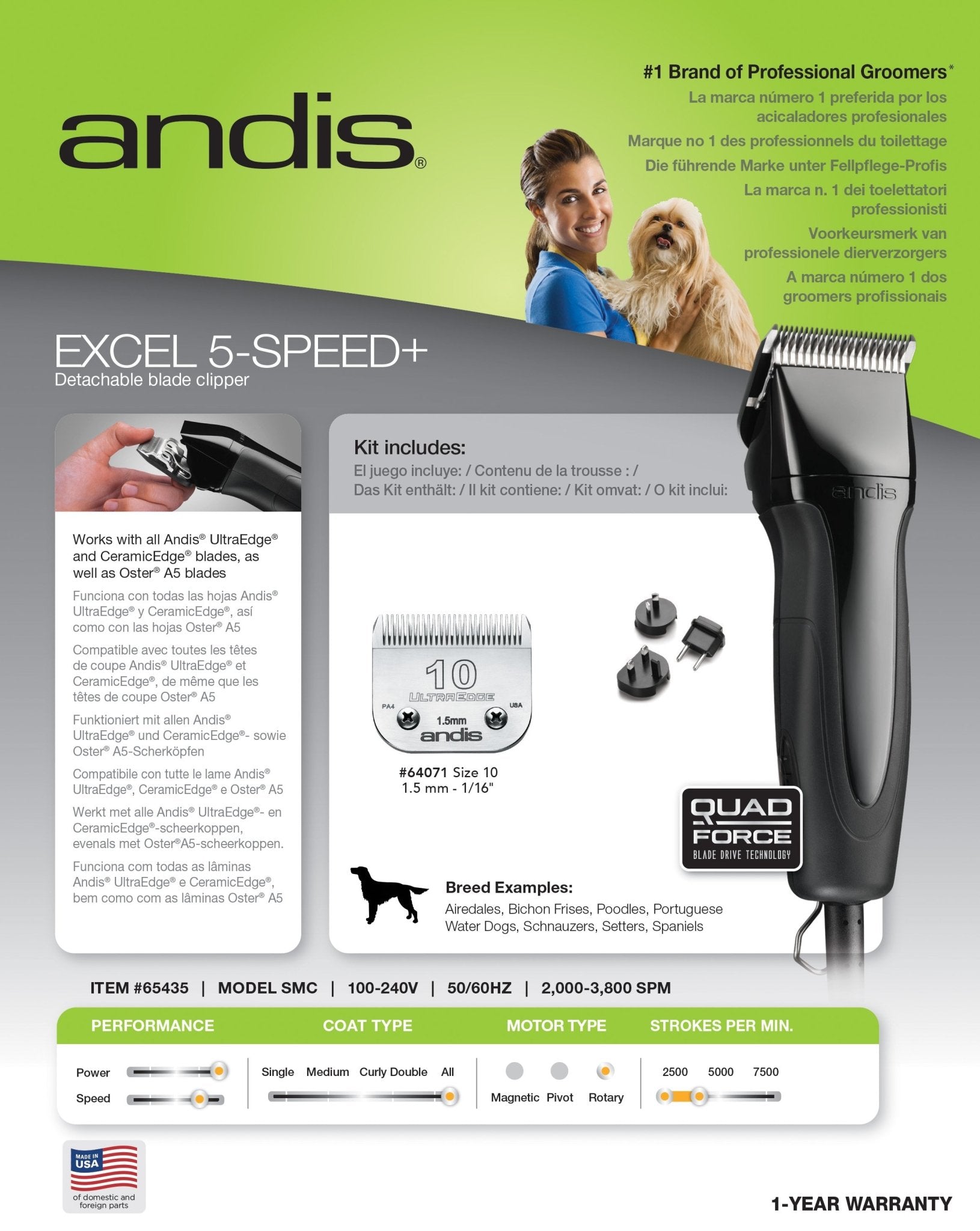 Andis Dog Clipper Excel 5 Speed Black - Woonona Petfood & Produce