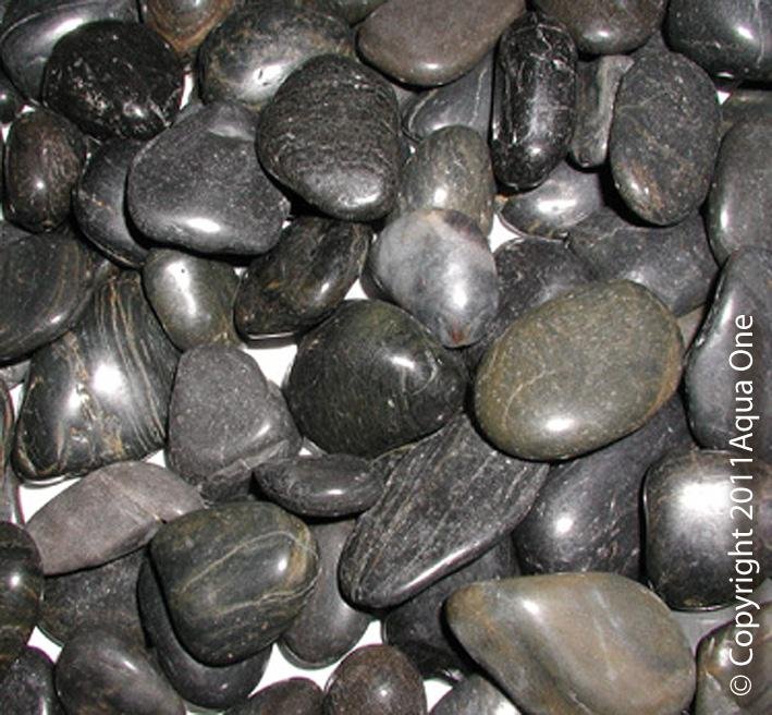 Aqua One Gravel Stone Polished 5kg 5-7mm Black - Woonona Petfood & Produce