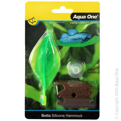 Aqua One Silicone Betta Leaf Hammock With Bark 4.5cm x12cm - Woonona Petfood & Produce