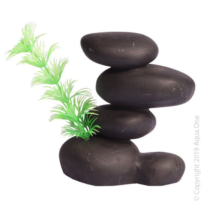 Aqua One Zen Stone Black Ornament - Woonona Petfood & Produce