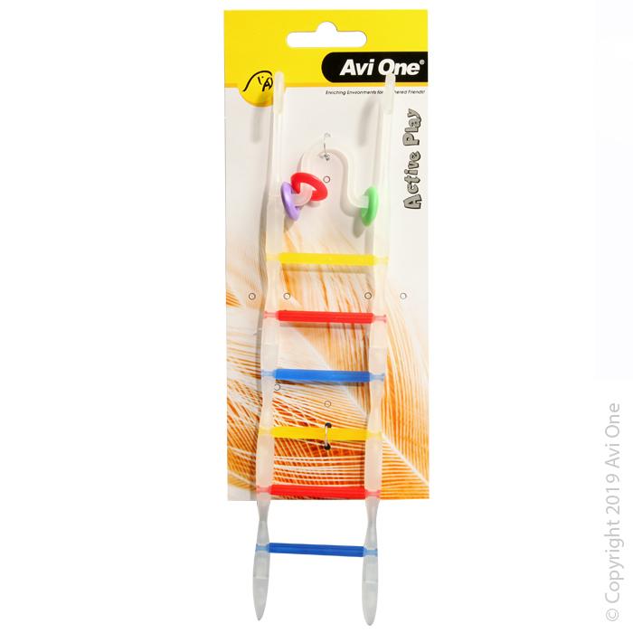 Avi One Bird Ladder Translucent Multi Colour with Beads 7 Runs 25cm - Woonona Petfood & Produce
