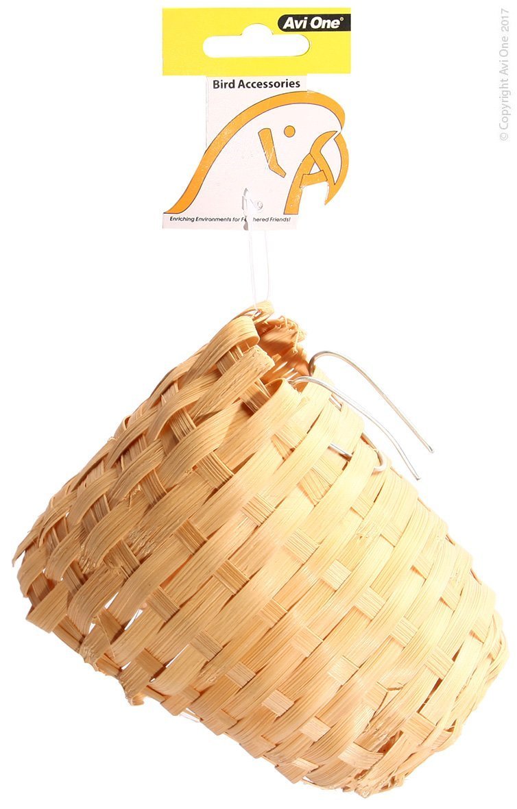 Avi One Bird Nest (Finch) Wicker With Hanging Bracket - Woonona Petfood & Produce