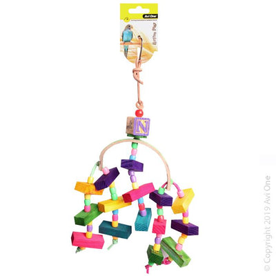Avi One Bird Toy Arc with Wooden Blocks and Beads 34cm - Woonona Petfood & Produce