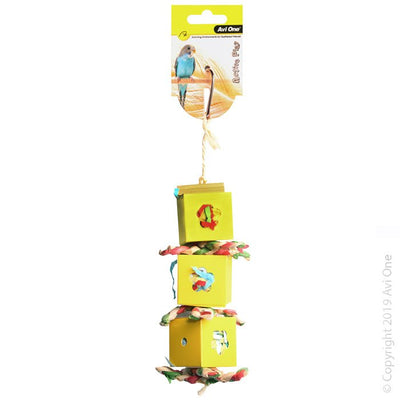 Avi One Bird Toy Boxes with Paper and Wooden Beads 37cm - Woonona Petfood & Produce