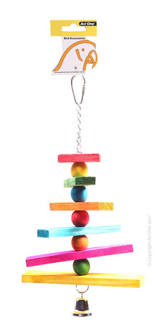 Avi One Bird Toy Coloured Block Chain And Bell 28cm - Woonona Petfood & Produce