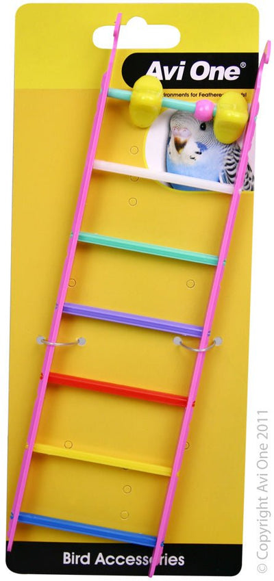 Avi One Bird Toy Multi Coloured Ladder with Geo Beads - Woonona Petfood & Produce