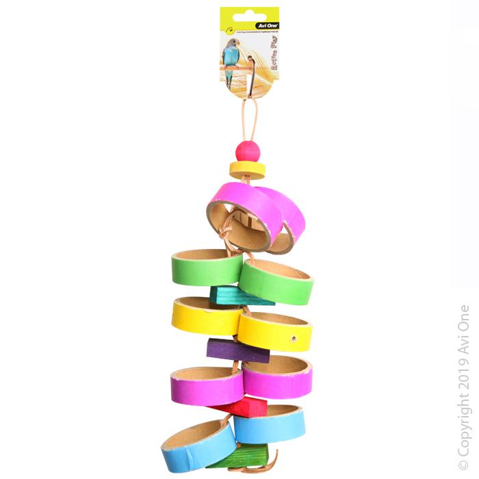 Avi One Bird Toy Paper Rings with Wooden Beads 34cm - Woonona Petfood & Produce