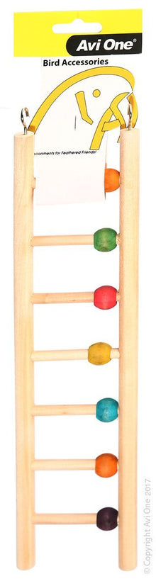 Avi One Bird Toy Wooden Ladder with Beads - Woonona Petfood & Produce