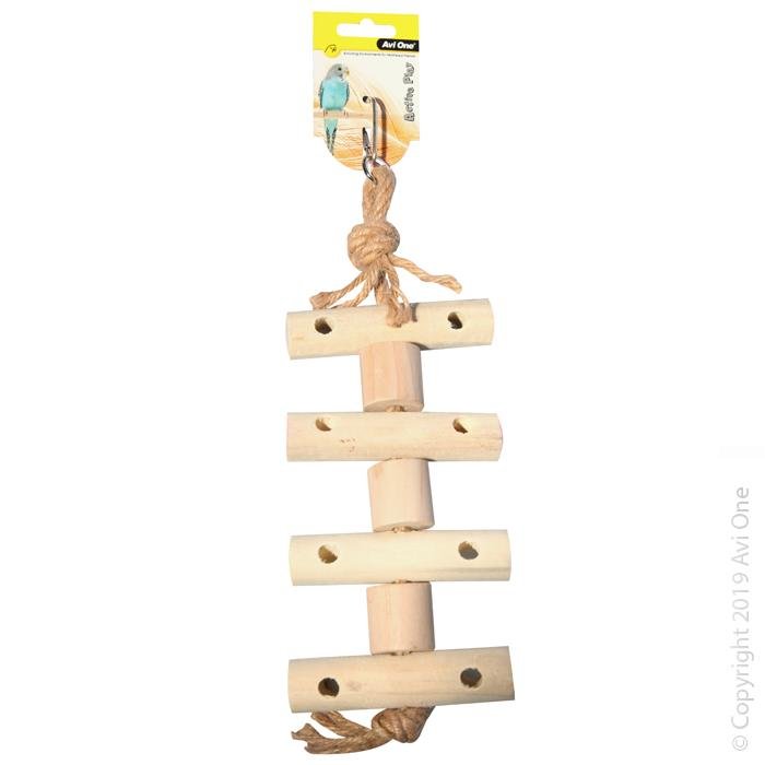 Avi One Bird Toy Wooden Toggle Ladder With Rope 37cm - Woonona Petfood & Produce