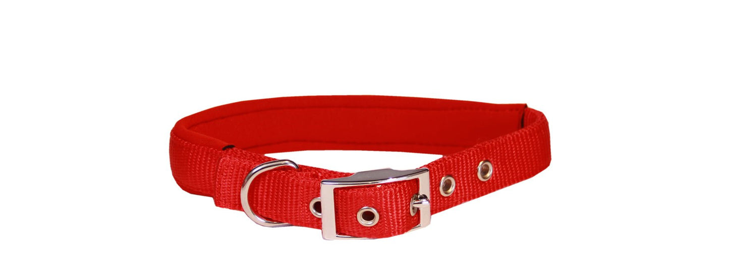 Beau Pets Collar Nylon/Neoprene Back 19mm Red - Woonona Petfood & Produce