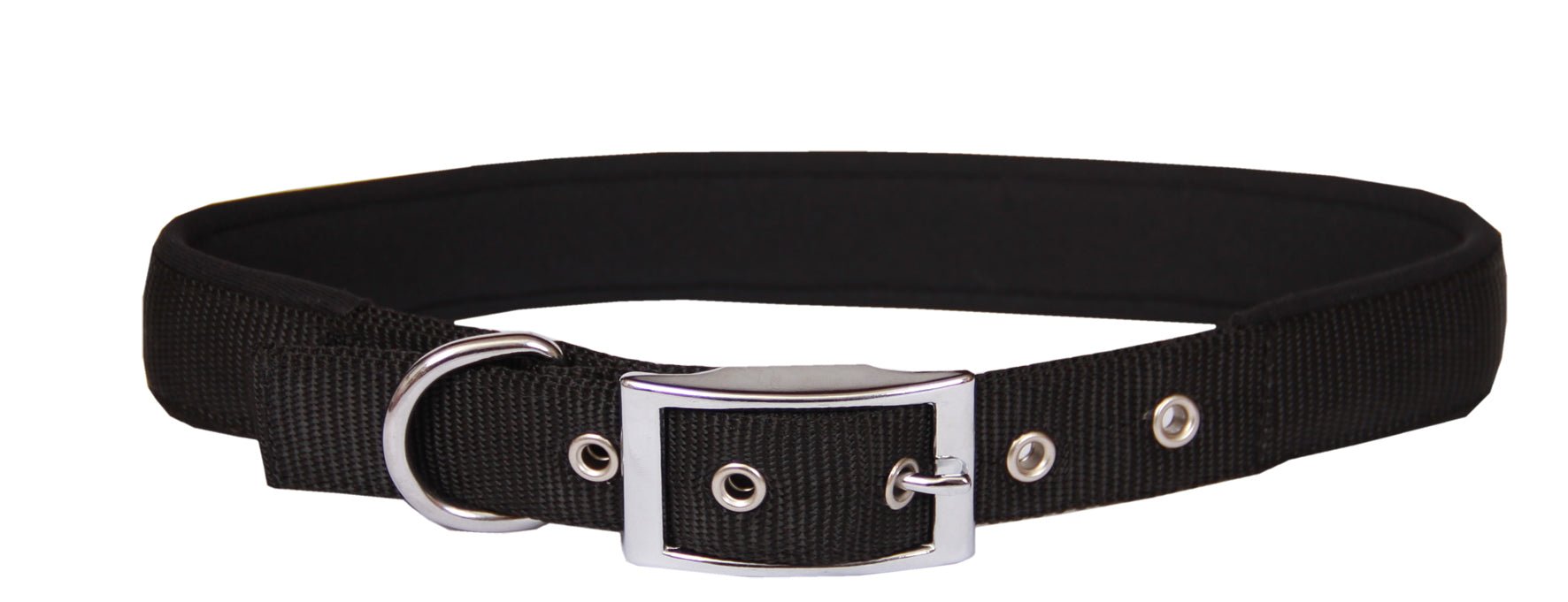 Beau Pets Collar Nylon/Neoprene Back 25mm x 60cm Black - Woonona Petfood & Produce