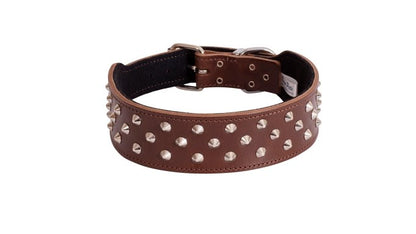 Beau Pets Collar Staffy Stud Brown - Woonona Petfood & Produce