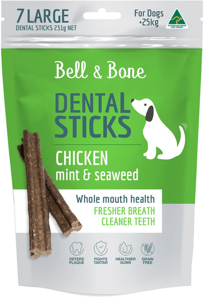 Bell and Bone Dental Sticks - Chicken, Mint and Seaweed 7 Sticks - Woonona Petfood & Produce
