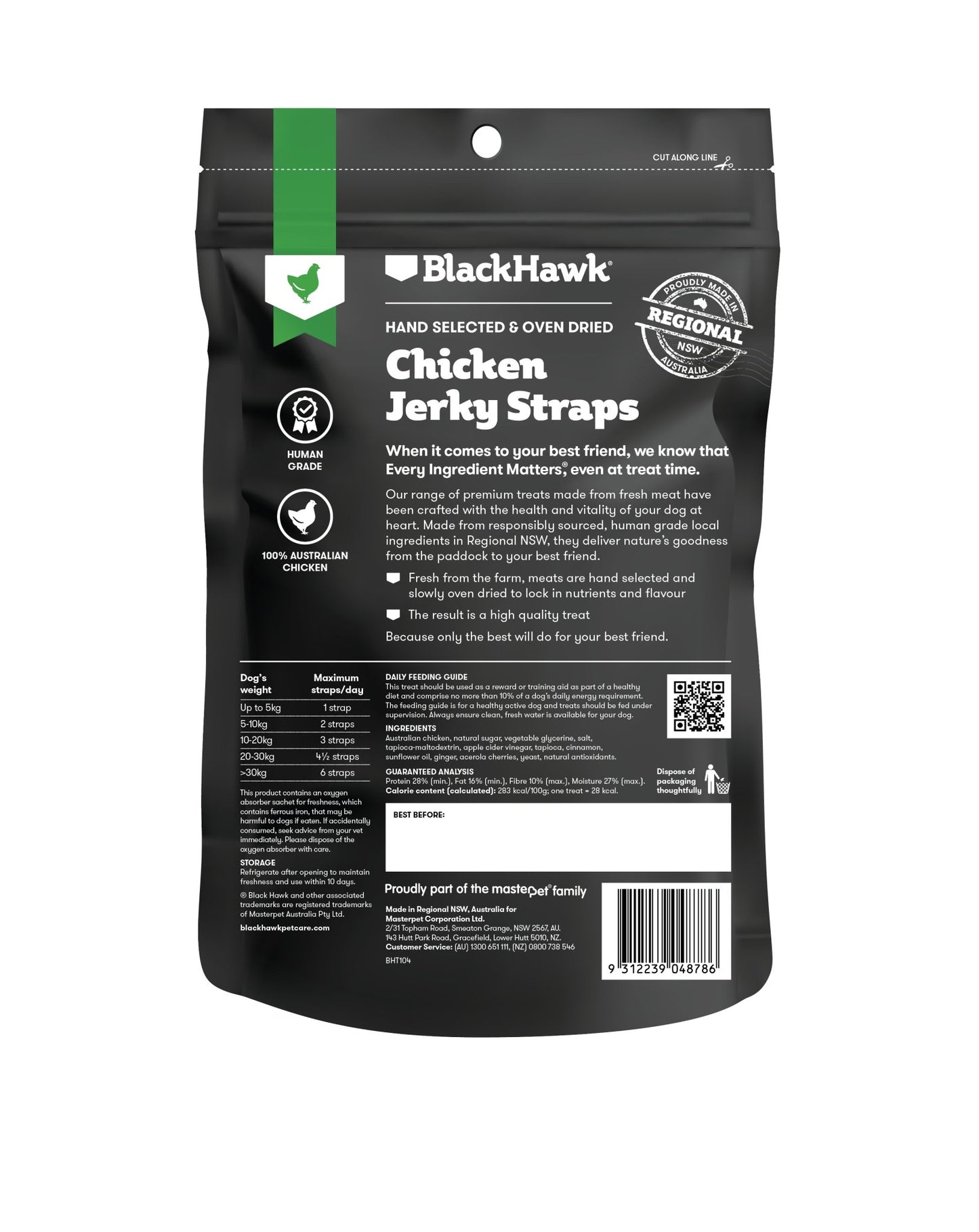 Black Hawk Dog Treats Chicken Straps 100g - Woonona Petfood & Produce