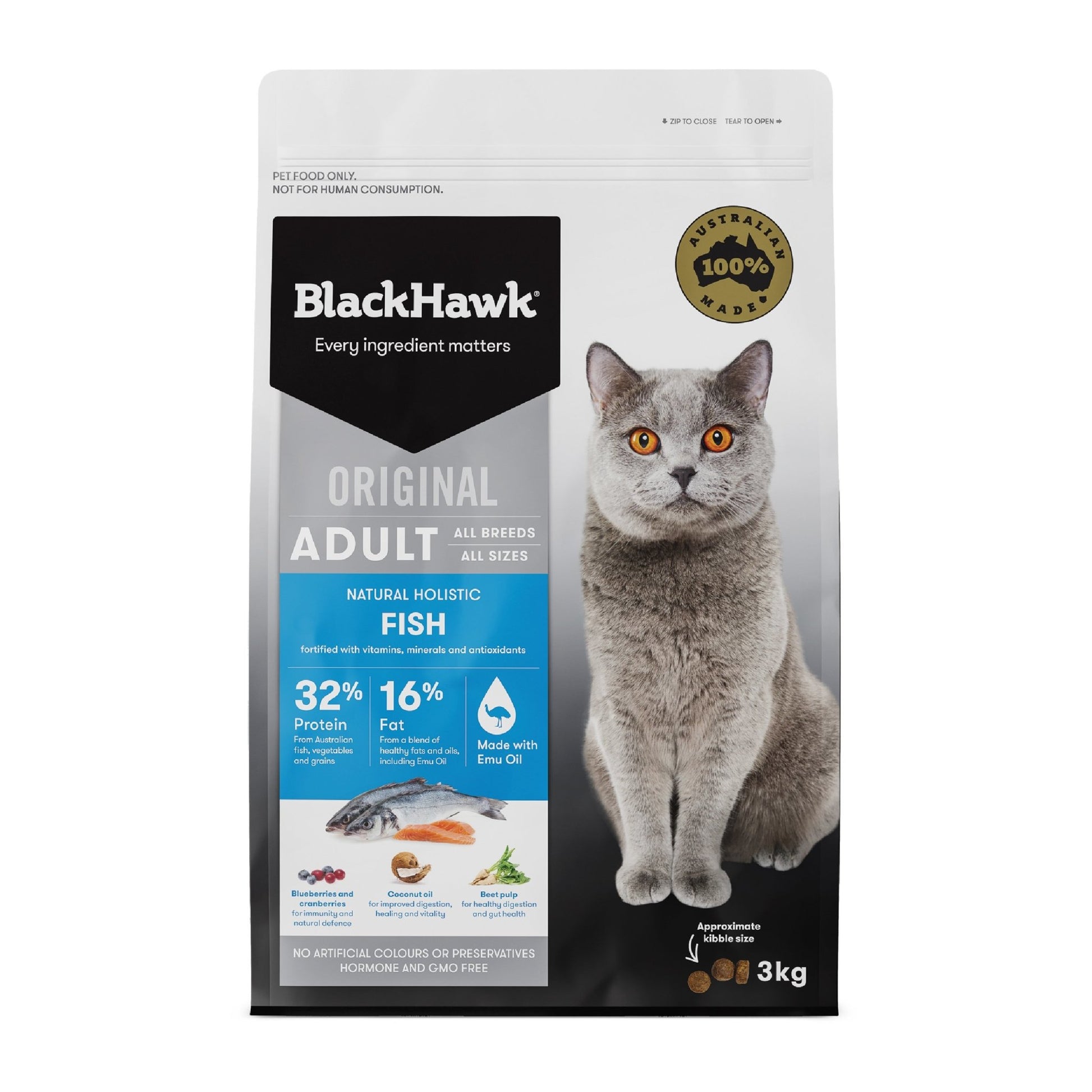Black Hawk Dry Cat Food Adult Fish - Woonona Petfood & Produce