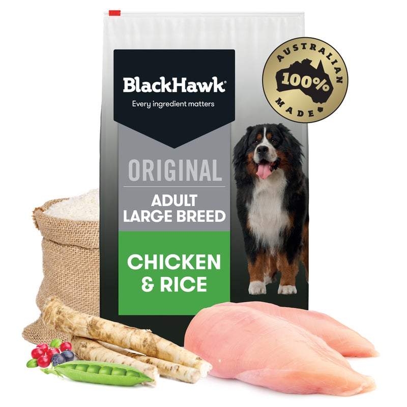 Black Hawk Dry Dog Food Adult Large Breed Chicken & Rice 20kg - Woonona Petfood & Produce
