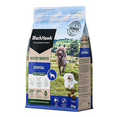 Black Hawk Dry Dog Food Healthy Benefits Dental 2kg - Woonona Petfood & Produce