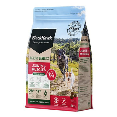 Black Hawk Dry Dog Food Healthy Benefits Joints and Muscles 2kg - Woonona Petfood & Produce