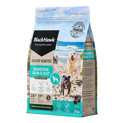 Black Hawk Dry Dog Food Healthy Benefits Sensitive Skin and Gut 2kg - Woonona Petfood & Produce