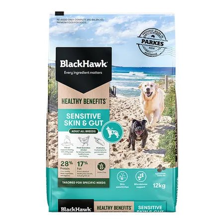 Black Hawk Dry Dog Food Healthy Benefits Sensitive Skin and Gut Woonona Petfood Produce