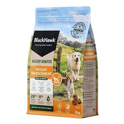 Black Hawk Dry Dog Food Healthy Benefits Weight Management 2kg - Woonona Petfood & Produce
