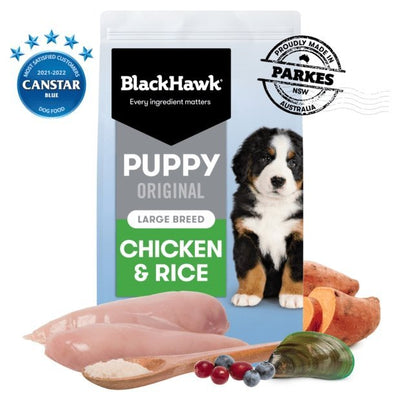 Black Hawk Dry Dog Food Puppy Large Breed Chicken & Rice 3kg - Woonona Petfood & Produce