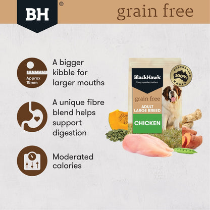 Black Hawk Grain Free Dry Dog Food Large Breed 15kg - Woonona Petfood & Produce