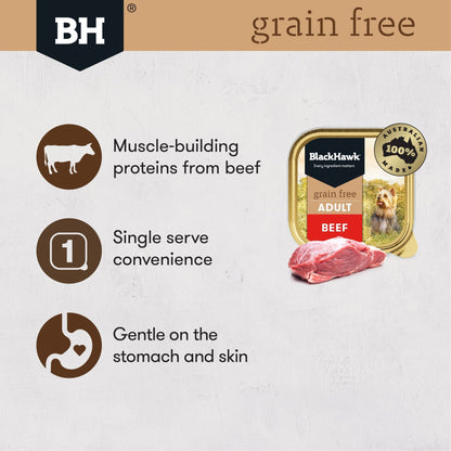 Black Hawk Grain Free Wet Dog Food 100g Beef - Woonona Petfood & Produce