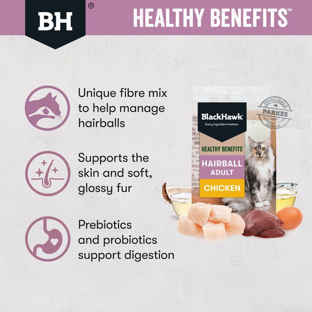 Black Hawk Healthy Benefits Dry Cat Food Hairball - Woonona Petfood & Produce