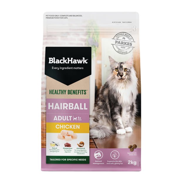 Black Hawk Healthy Benefits Dry Cat Food Hairball - Woonona Petfood & Produce