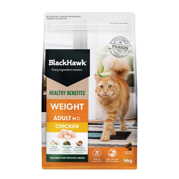Black Hawk Healthy Benefits Dry Cat Food Weight - Woonona Petfood & Produce