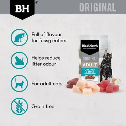 Black Hawk Wet Cat Food Adult Chicken and Tuna with Gravy 12x85g - Woonona Petfood & Produce