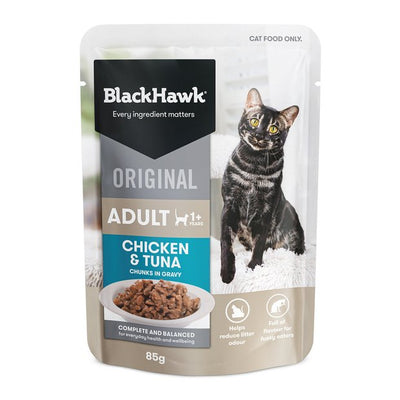 Black Hawk Wet Cat Food Adult Chicken and Tuna with Gravy 85g - Woonona Petfood & Produce