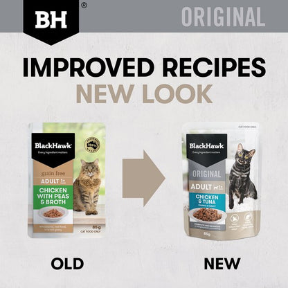 Black Hawk Wet Cat Food Adult Chicken and Tuna with Gravy 85g - Woonona Petfood & Produce