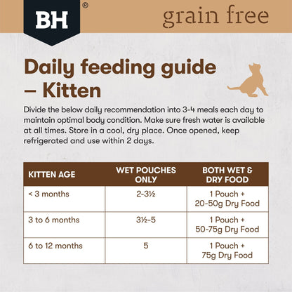 Black Hawk Wet Cat Food Grain Free Kitten Chicken with Peas & Broth 12x85g - Woonona Petfood & Produce