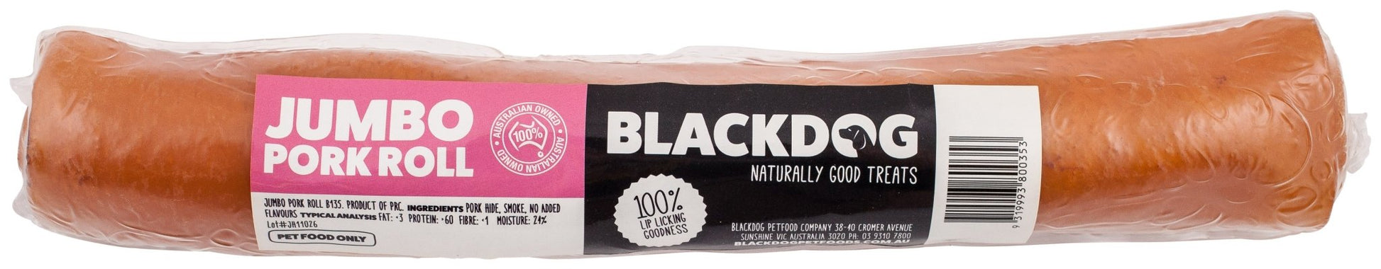 Blackdog Jumbo Pork Roll - Woonona Petfood & Produce