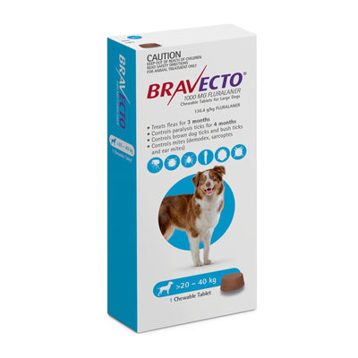 Bravecto Chew for Dogs 20-40kg Blue - Woonona Petfood & Produce