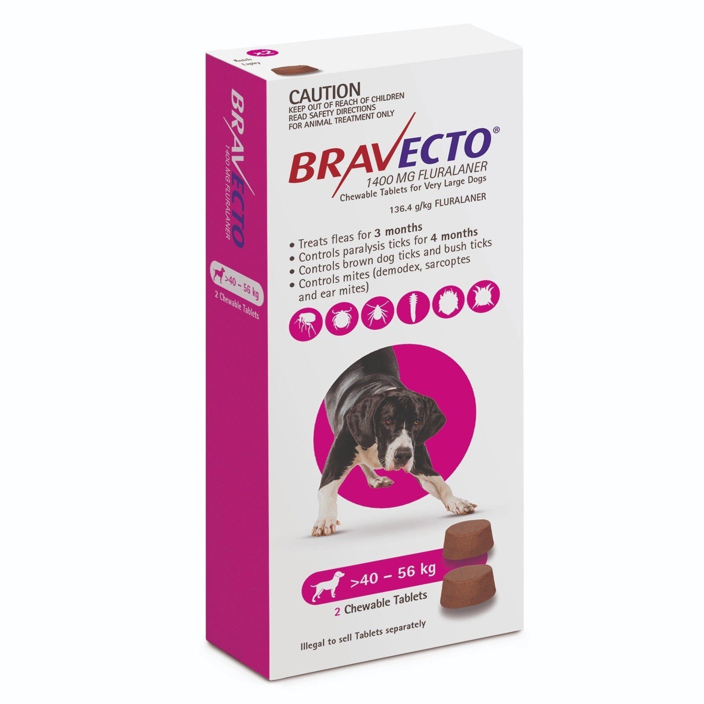 Bravecto Chew for Dogs 40-56kg Purple - Woonona Petfood & Produce