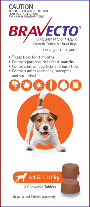 Bravecto Chew for Dogs 4.5-10kg Orange - Woonona Petfood & Produce