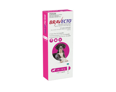 Bravecto Spot On for Dogs 40-56kg 1 Pack Pink - Woonona Petfood & Produce