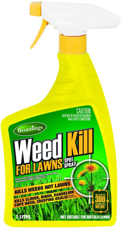 Brunnings Weed Kill for Lawns Spot Spray RTU 1 Litre - Woonona Petfood & Produce