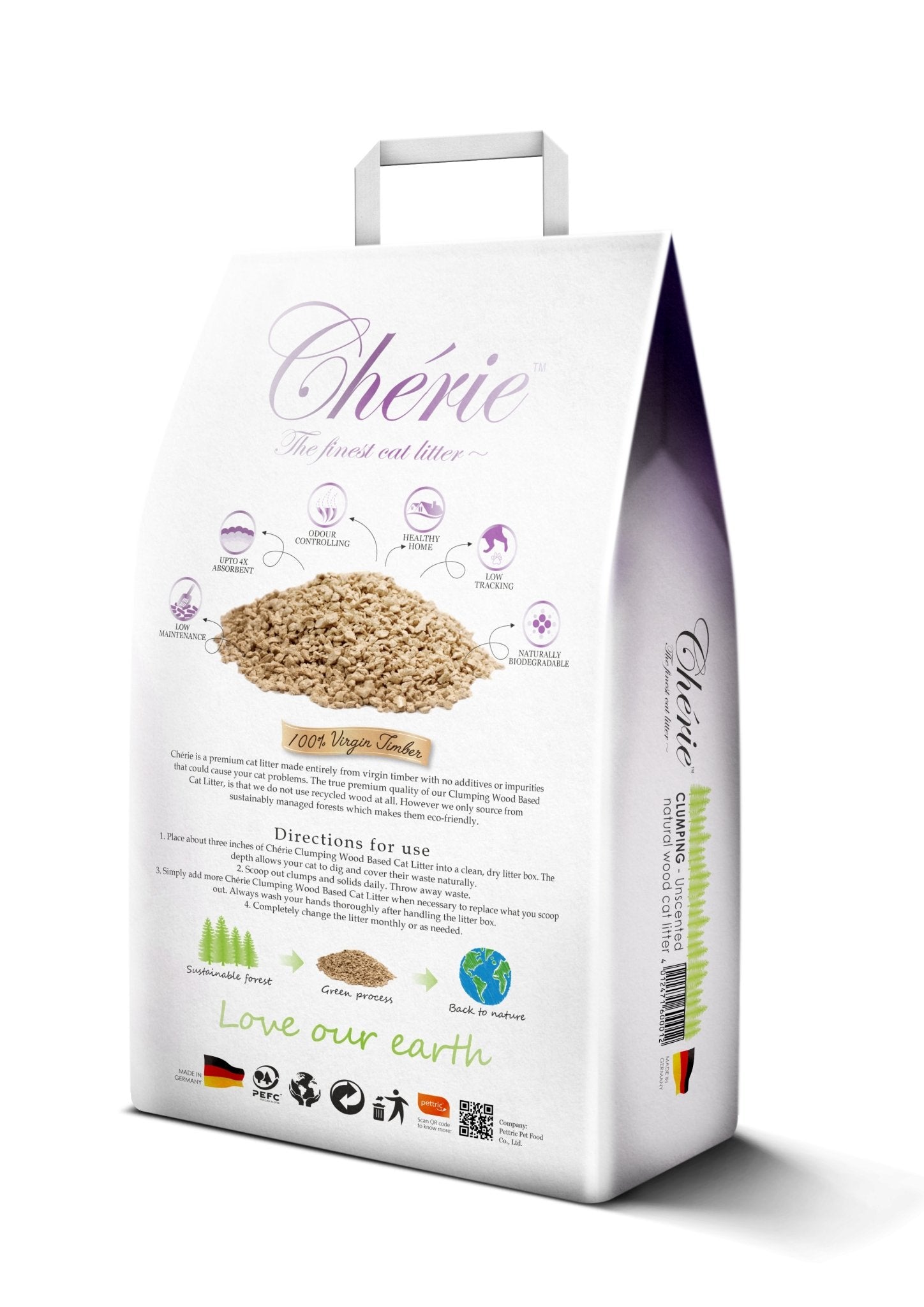 Clumping wood cat top litter