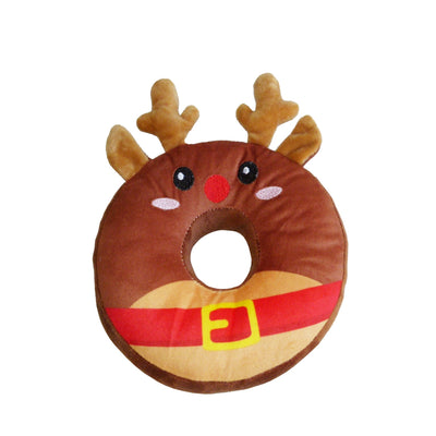 Christmas Donut Reindeer Head with Squeaker K9 - Woonona Petfood & Produce