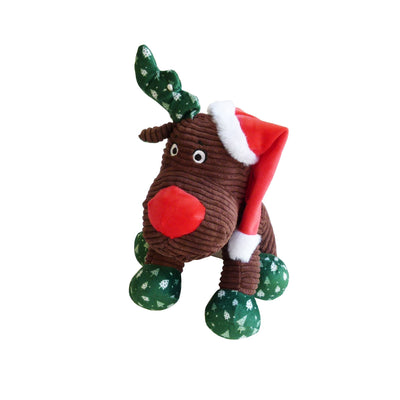 Christmas Plush Reindeer with Santa Hat K9 - Woonona Petfood & Produce