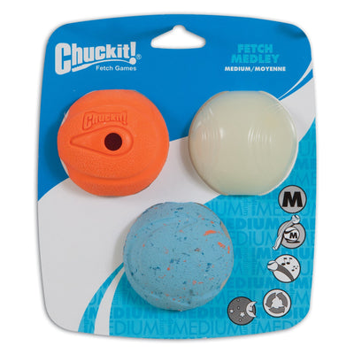 Chuck It Fetch Medley Ball 6cm Assorted 3 Pack - Woonona Petfood & Produce