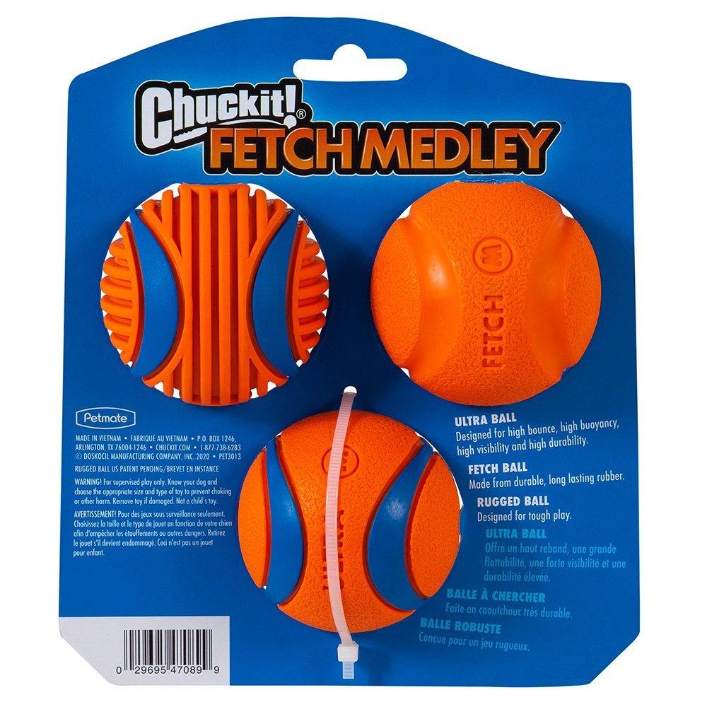 Chuckit Fetch Medley Ball 6cm Assorted 3 Pack Gen 3 - Woonona Petfood & Produce